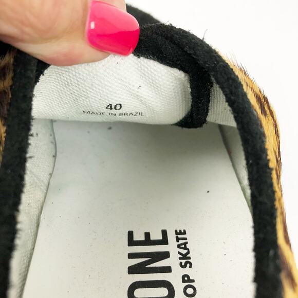 RE/DONE Women 70s Low Top Skate Sneakers EU 40 US 9.5 Tan Leopard Calf Hair NWOB - Picture 10 of 11